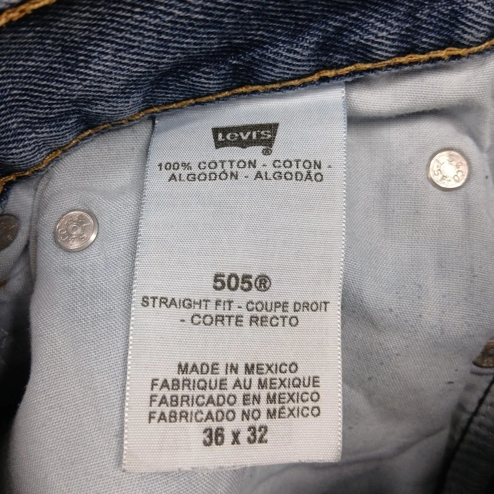 Levi's 505 Straight Fit‎ Jeans Men's 36x32 Light Wash Made in Mexico